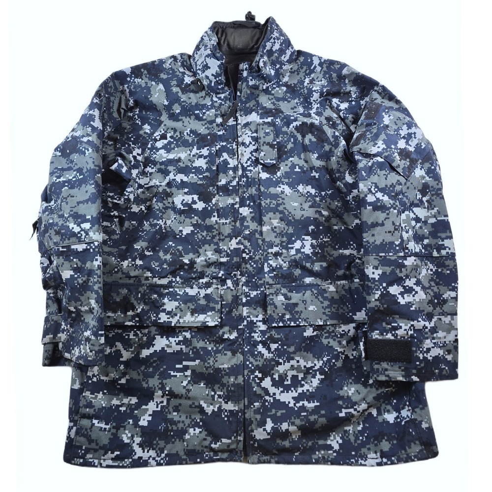 Valley Apparel US Navy Parka Mens Large Long NWU Type I Blue Digital Camo Nylon
